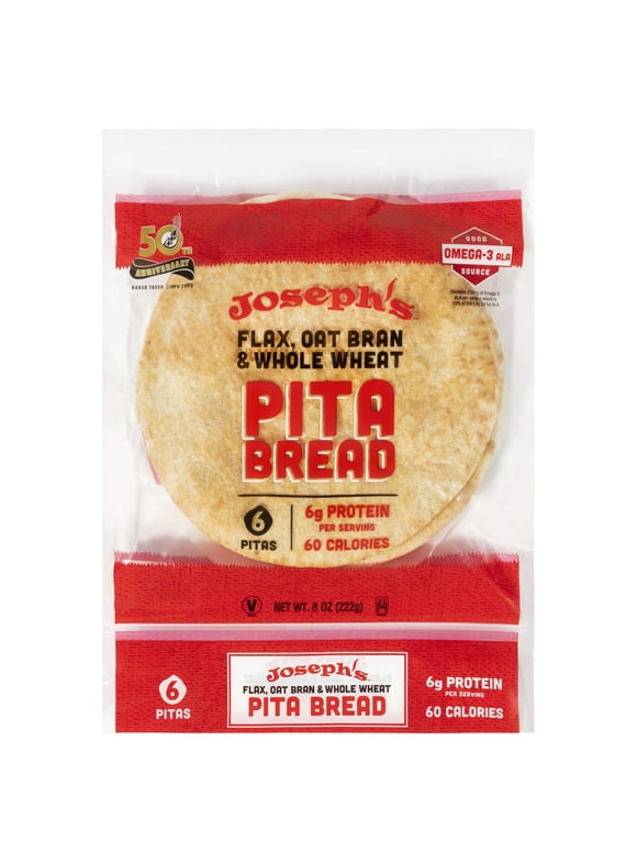 Joseph's Low Net Carb Flax Pita Bread, 1 Pack, 6 Count, 8oz