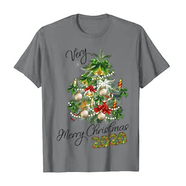Camisas de Navidad Para Mujer, Manga Corta, Casual, Copo de Nieve de Papá Noel, Divertidas Camisetas Con Estampado Odeerbi ODB205448