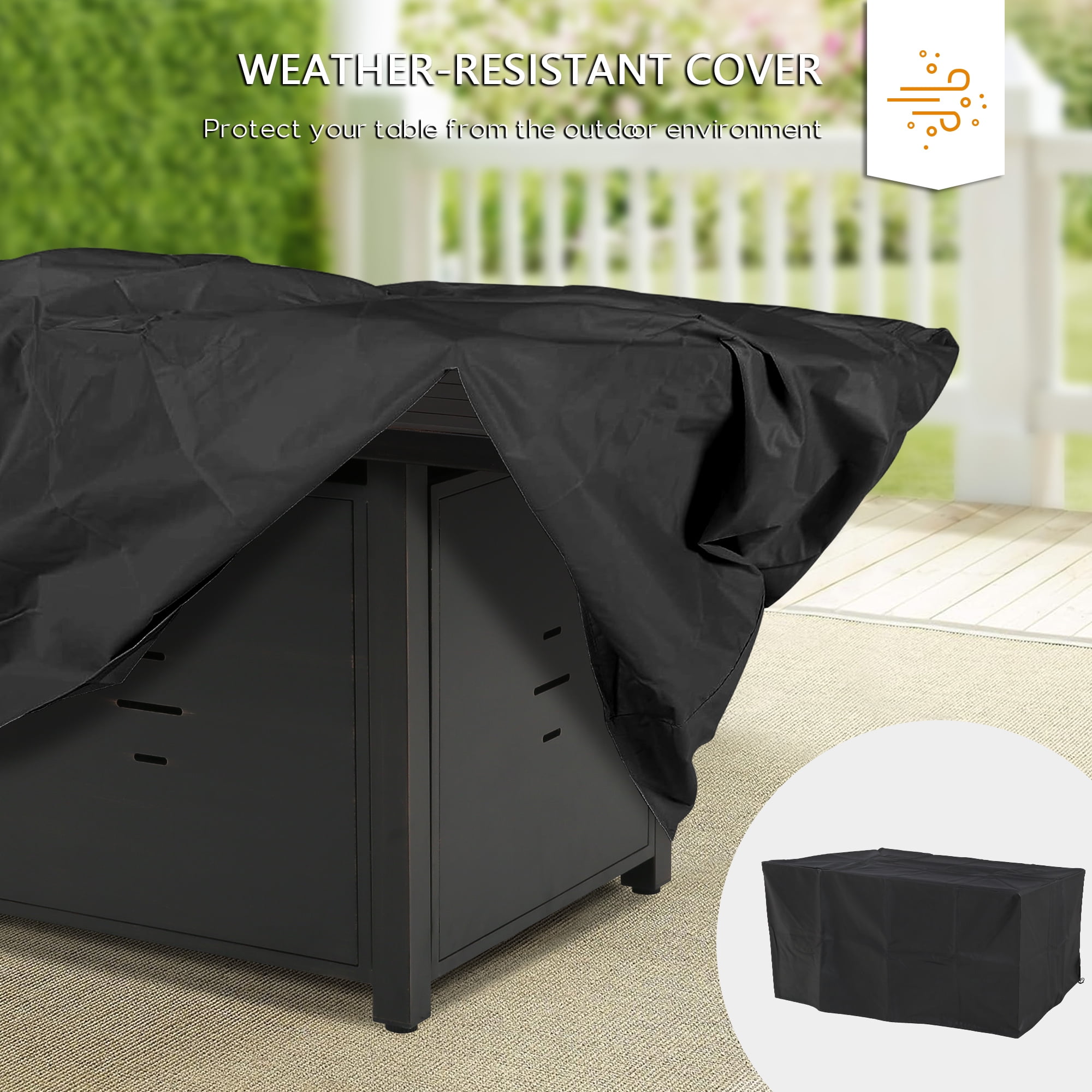 Ulax Furniture 55.25'' Rectangular Propane Gas Fire Pit Table 50,000 Btu Heater Outdoor