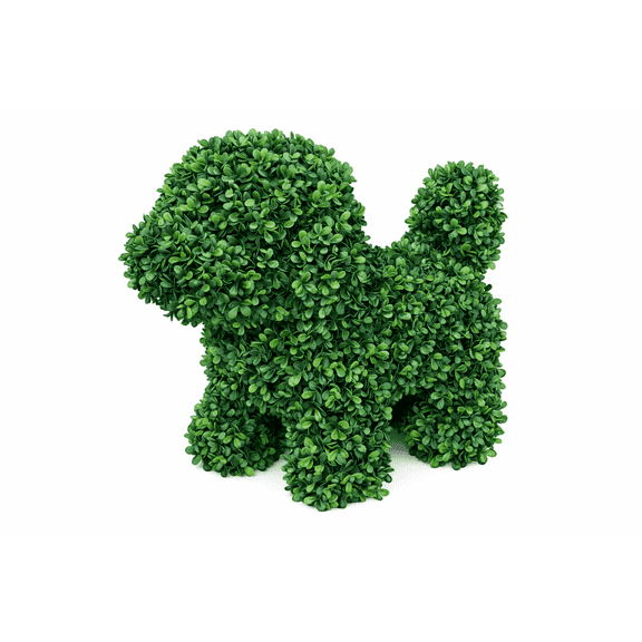 ENVEN Artificial Topiary Dog Lucky Faux Boxwood Puppy Decor UV Resistant Greenery Animal Sculpture Lifelike Indoor Outdoor Garden Statue