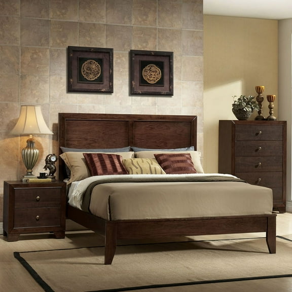 Acme Furniture Madison Eastern King Panel Bed in Espresso Rubberwood, Eastern King