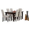 thumbnail image 3 of Acadian Transitional 7 Pc Dining Set with 6 Upholstered Parson Chairs in Light Beige Linen Look Fabric and 66 inch Wide Table, 3 of 3