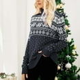 thumbnail image 5 of Craaazy Christmas Women Sweater Casual Long Sleeve Christmas Print Knit Women Tops Turtle-Neck Snowflake Patterns Pullover Gifts for Women, 5 of 6