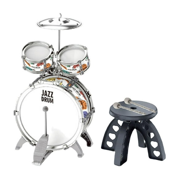 Juego de batería de jazz para niños, juguete sensorial, juguetes educativos de percusión, juguete de desarrollo con plateado