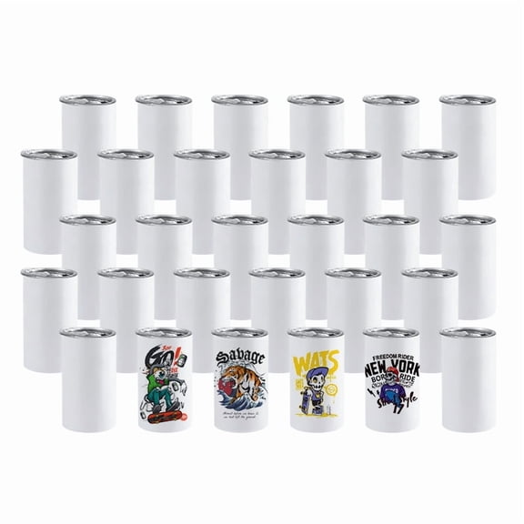 AGH 12 Oz Sublimation Tumblers Blanks Bulk, 30 Pack Sublimation Cups for Kid with Straw, Stainless Steel Double Wall Insulated Mugs, Individually Boxed