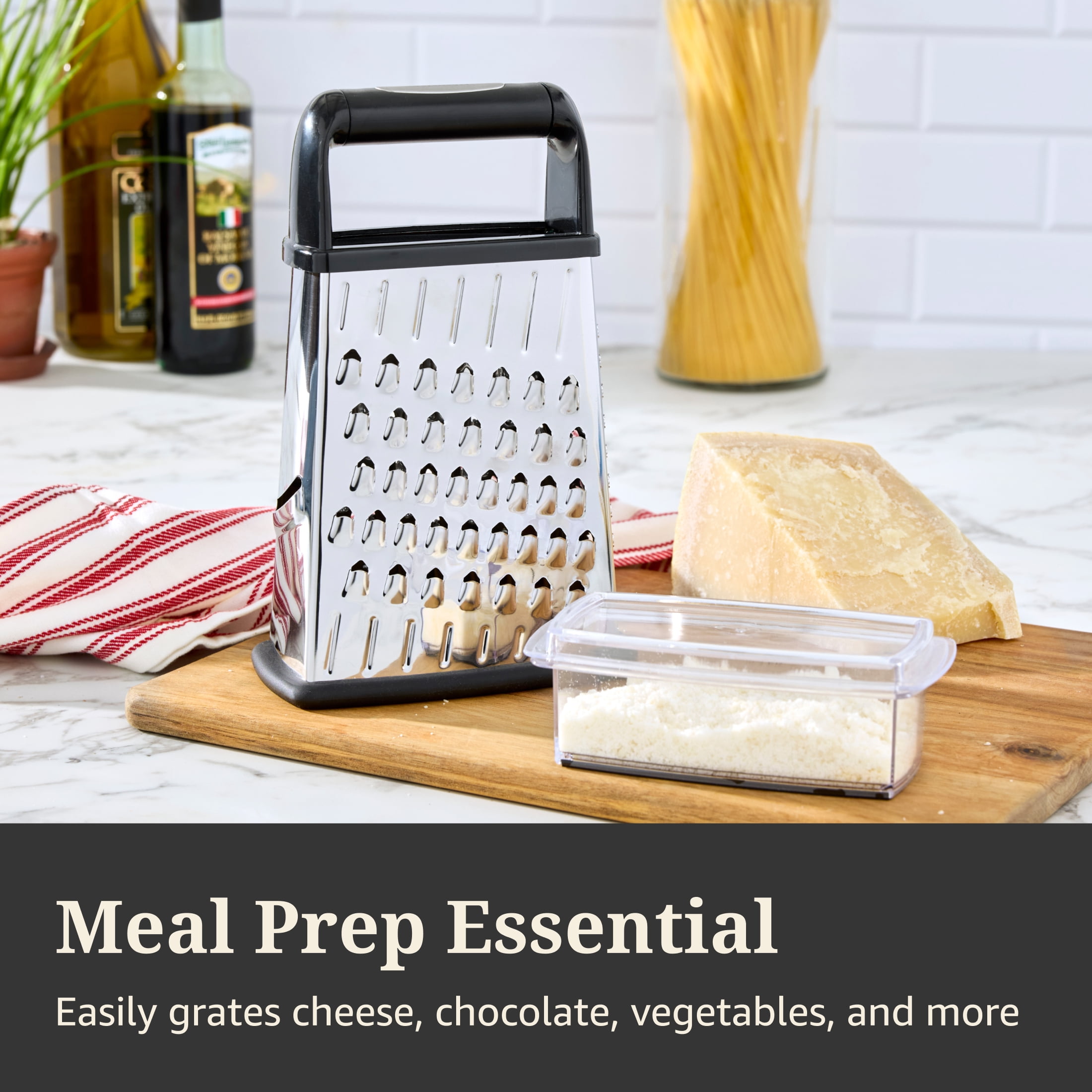 Farberware Professional Stainless Steel Slim Box Grater with 4 Blades and Container