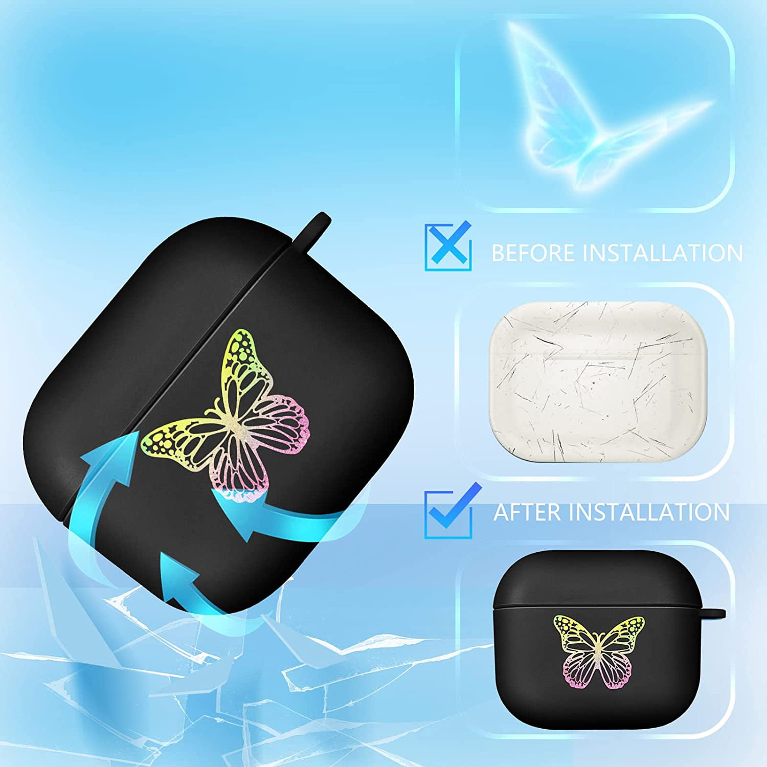 AIIEKZ Compatible with AirPods 3 Case Cover 2021, Soft Silicone Case with  Gold Heart Pattern for AirPods 3rd Generation Case with Cute Butterfly  Keychain for Girls Women (Glitter Black) - Yahoo Shopping