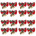 thumbnail image 1 of Paquete de 16 lazos de Navidad con campanas, Mini lazo de Navidad, manualidad para regalo, adorno, decoración colgante para árbol de Navidad, 1 of 5