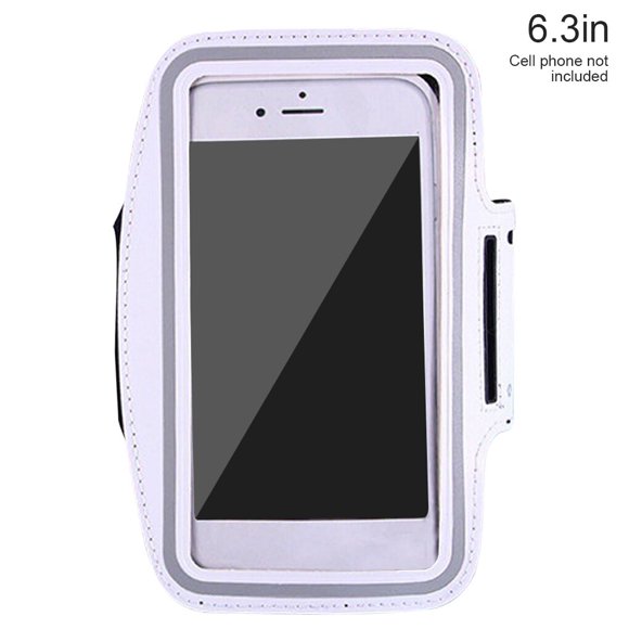 Arm Bag Sport Phone Holder Pouch Fitness Phone Armband Case Phone Armband Case Sleeve for 6.3 Inches Cellphone, White