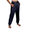 thumbnail image 2 of Blue Sweatpants Women Straight Leg Sweatpants for Women Bottom Fleece Joggers Drawstring High Waited Tapered Yoga Pants with Pockets, 2 of 5