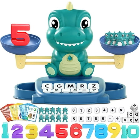 Upgrade Dinosaur Balance Math Game for Kids - Educational Matching Letter & Math Manipulatives, Preschool Learning Activities Math Counting Toys for Toddler 3+ Year Old