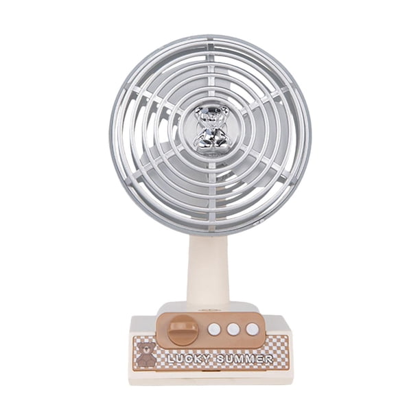 Ventilador de escritorio USB pequeño con ángulo ajustable, diseño retro, ligero para dormitorio, coche, verano. Blanco