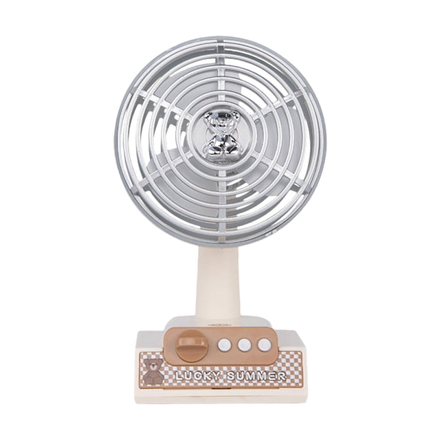 Ventilador de escritorio USB pequeño con ángulo ajustable, diseño retro, ligero para dormitorio, coche, verano. Blanco
