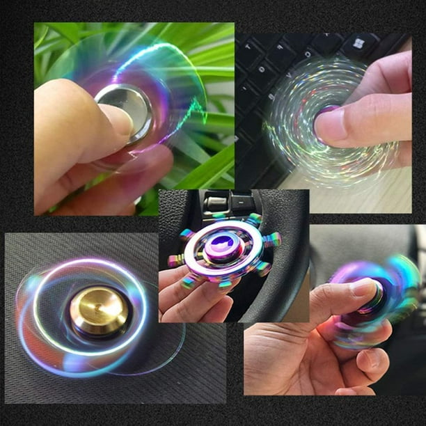 Rainbow Fidget Spinners Pack Toys Metal Sensory Set Finger Hand