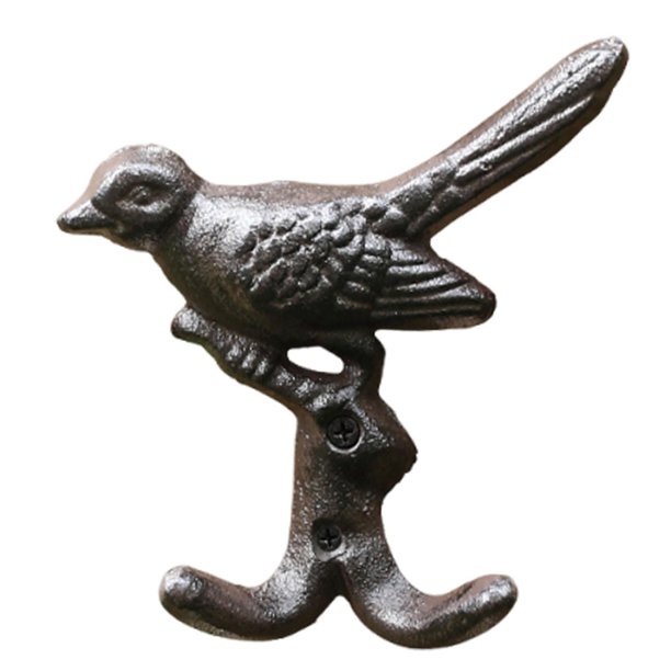 Gancho de pared de hierro fundido con forma de pájaro, doble gancho, práctico, decorativo, resistente y duradero. Estilo B