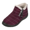 thumbnail image 4 of Womens Winter Boots Comfy Soft Sole Furry Lined Slip on Ankle Snow Booties Casual Warm Lightweight Waterproof Short Boots Wine Size 6.5, 4 of 4