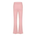 thumbnail image 4 of Girls School Trouser Flare Leggings High Waisted V Crossover Casual Yoga Bell Bottoms with Pockets Pants for Kid Pink 5-6 Years, 4 of 7