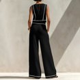 thumbnail image 4 of CIENVNSTG Workout Sets For Women Sleeveless Crop Top Wide Leg Pants 2 Piece Outfit Cruise Travel Beach Vacation Clothes With Pocket XL, 4 of 7