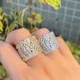 thumbnail image 2 of Cubic Zircon Yellow Gold Plated Open Cuff Adjustable Ring CZ Jewelry Accessories, 2 of 9