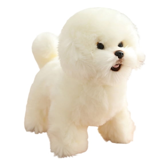 Lovely Bichon Dog Stuffed Furry Plush Doll Interaction Toy Safe Hugging Comfort for Kids Stress Relief and Gift