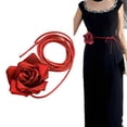 thumbnail image 3 of Ribbon Waist Belt Lovely Rose Flower Embellishment Long Chain Necklace Adjustable Waist Girdle for Formal Occasion, 3 of 9