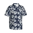 thumbnail image 3 of Xecao White Leaves print Hawaiian shirt - a stylish short-sleeve button-down for men, perfect for casual beach and tropical outings., 3 of 9