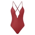 thumbnail image 4 of GPOECD Women's Deep V Neck Backless Bodysuit Shapewear Bathing Suit for Women Seamless Tank Top Swimsuit Red，S, 4 of 5