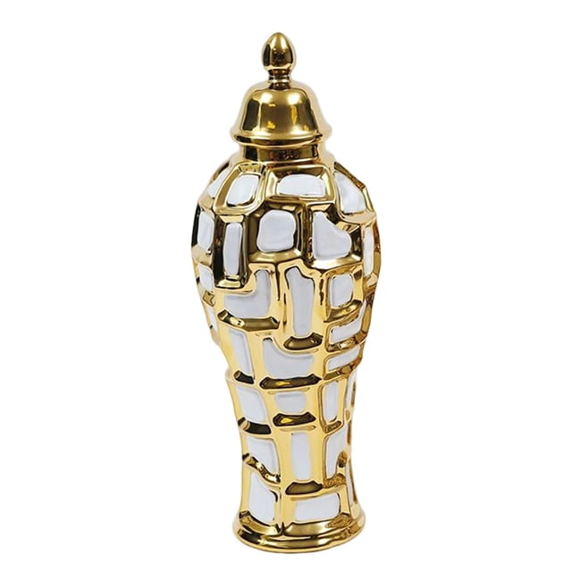 Jarrón decorativo de cerámica estilo retro con tapa abovedada, colección Temple L