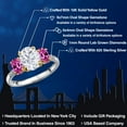 thumbnail image 2 of Gem Stone King 925 Silver and 10K Yellow Gold White Moissanite and Pink Created Sapphire and Lab Grown Diamond Engagement Ring for Women | 3.16 Cttw | Oval 9X7MM | Birthstone | Size 6, 2 of 7