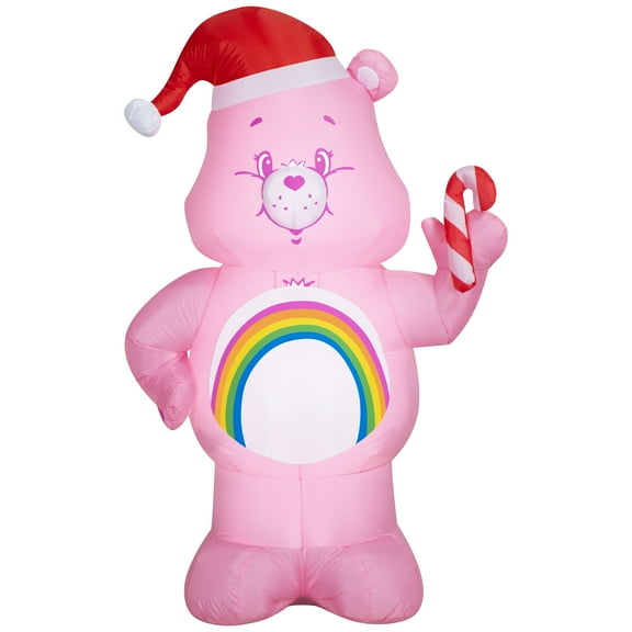5 ft Cheer Care Bears with Santa Hat Christmas Airblown Yard Inflatable, Multicolor, by Care Bears