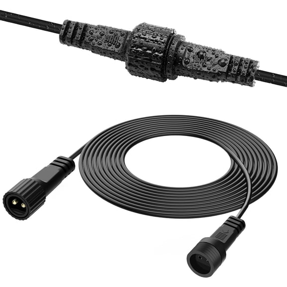 10FT 2Pin Extension , 24AWG IP66 Extension Lead Extension Cord for Single Color Outdoor Solar String Lights, Indoor String Lights - 1Pack