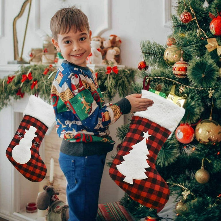 Buffalo Check Stocking, Plaid Christmas Stocking, Personalized Fur