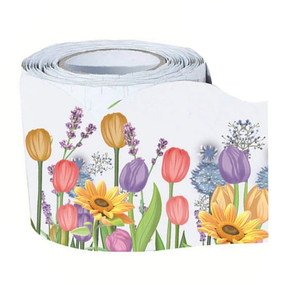 Clearance Under $10 Stickers, Decorative Paper Flower Trim Border Floral Bulletin Board Border Exquisite Trim Easy To Apply Ideal For Blackboard Or Classroom Decoration