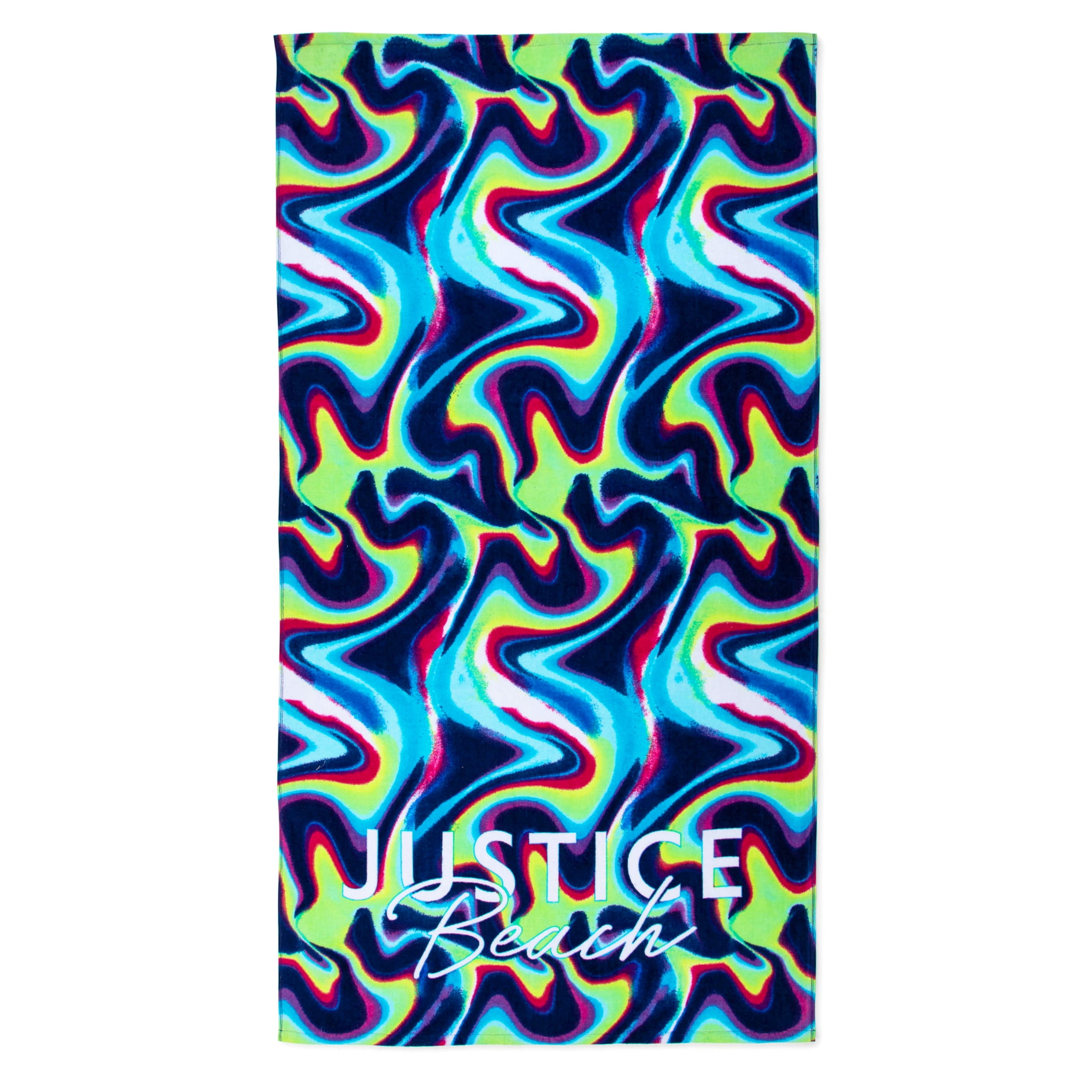 Justice Sunny Vibes & Blue Marbled 2-Pack Beach Towel Bundle, 64" x 34", 100% Cotton, Blue