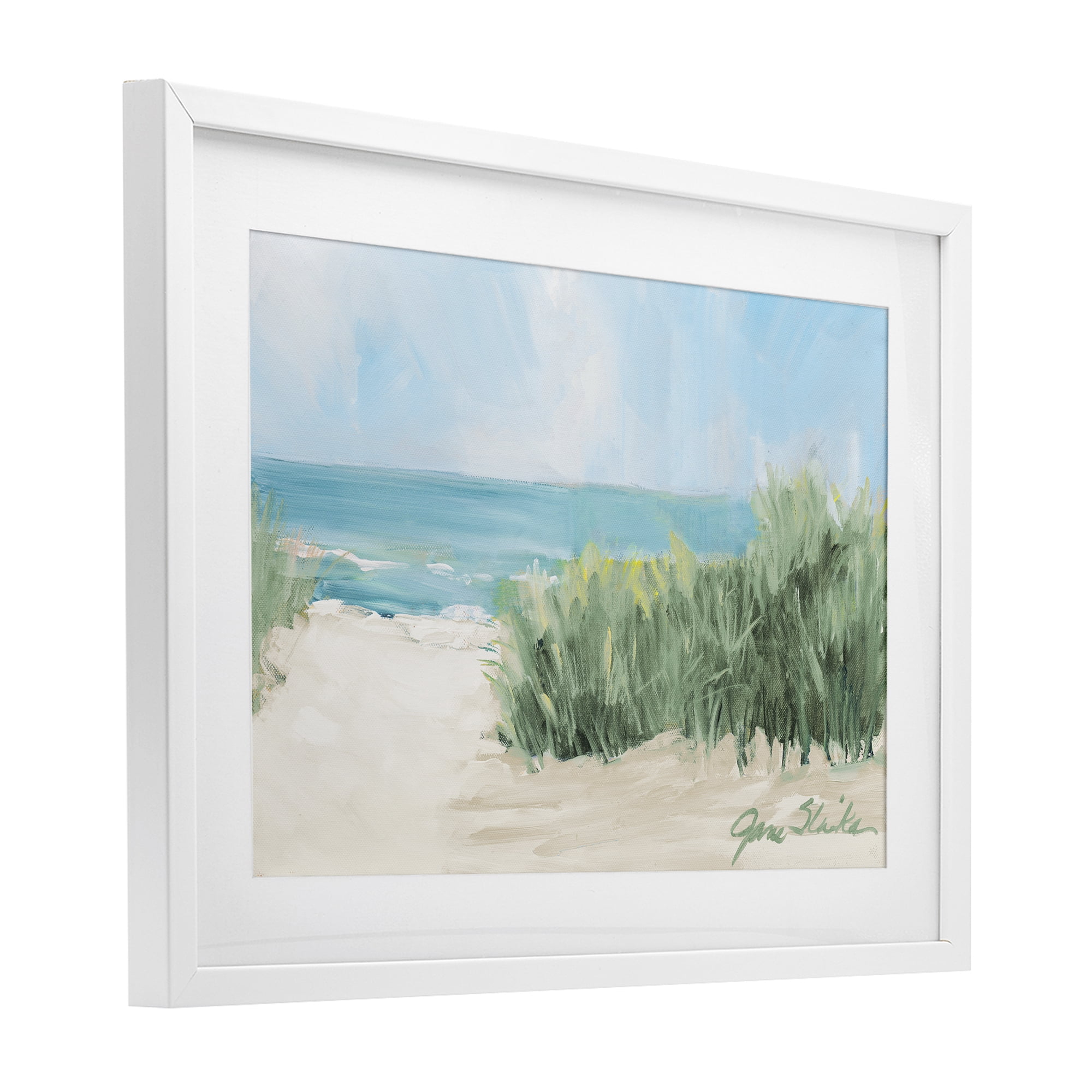Stupell Industries Soothing Beach Day White Framed Print Under Glass, design by Jane Slivka