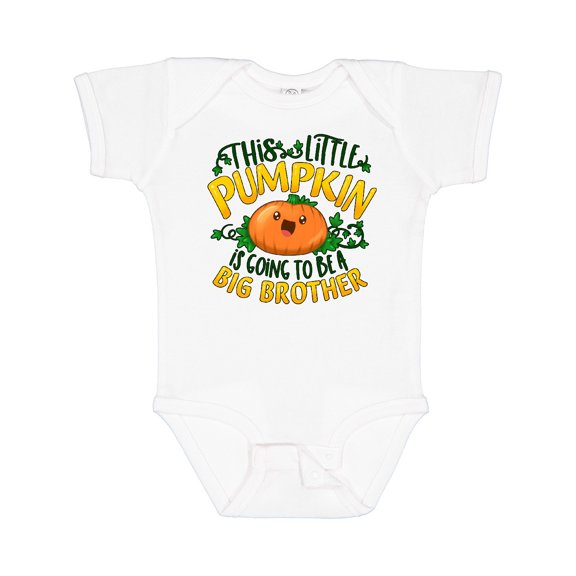 Inktastic This Little Pumpkin is Going to Be a Big Brother Boys Baby Bodysuit