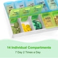 thumbnail image 3 of ARCTICICE Pill Box 7 Day Pill Organizer 2 Times a Day Compact Pill Travel Case, 14 Individual Compartmented Pill Box with Braille Printed, Blue Green, 3 of 6