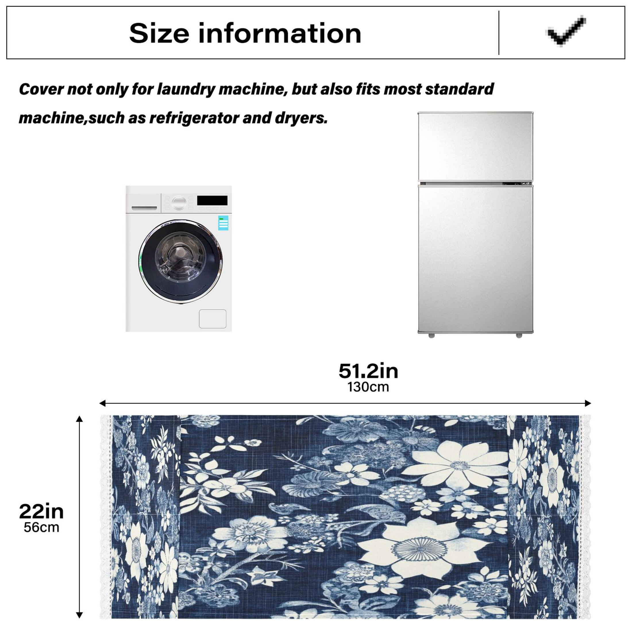 WOBOGO White Vintage Flower in Indigo Blue Washing Machine Cloth Dryer Refrigerator Top Cover Protective Non-Slip Mat For Kitchen Laundry