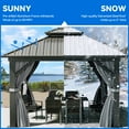 thumbnail image 4 of Dextrus 10' x 10' Gazebo, Aluminum Frame, Galvanized Steel Double Roof, Netting and Curtains, Gray, 4 of 5