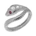 thumbnail image 1 of LBG British Made 18k White Gold Synthetic Cubic Zirconia & Real Genuine Ruby Womens Band Ring - 33 size options - Size 8.25, 1 of 6
