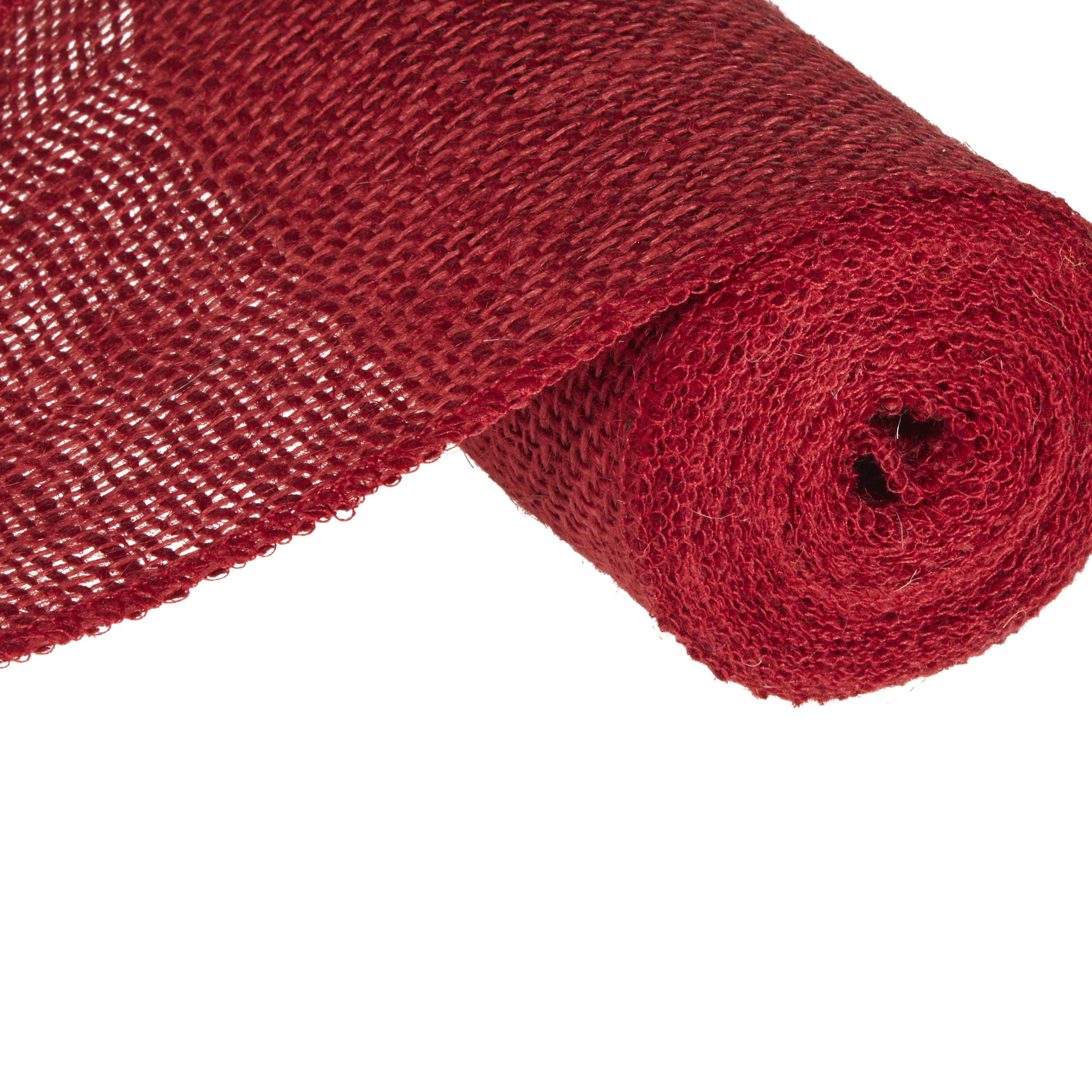 Love, Laugh, Craft Jute Burlap Roll Precut, Finished Edges, 6"W x 5-Yards, Red