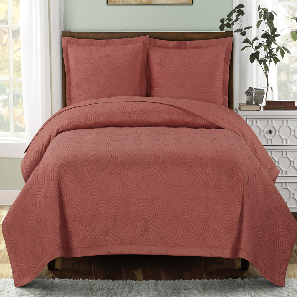 Emerson Reversible Oversize Quilted Coverlet WrinkleFree Lightweight
