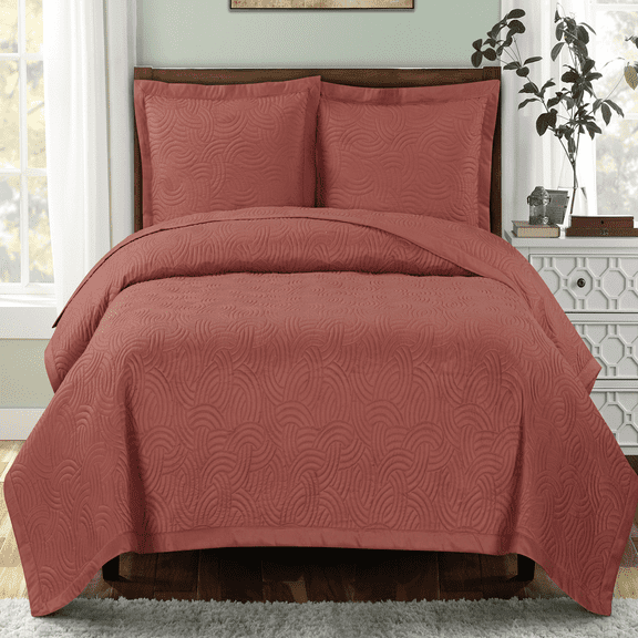 Emerson Reversible Oversize Quilted Coverlet Wrinkle-Free Lightweight Fill 100-Percent Microfiber Cover