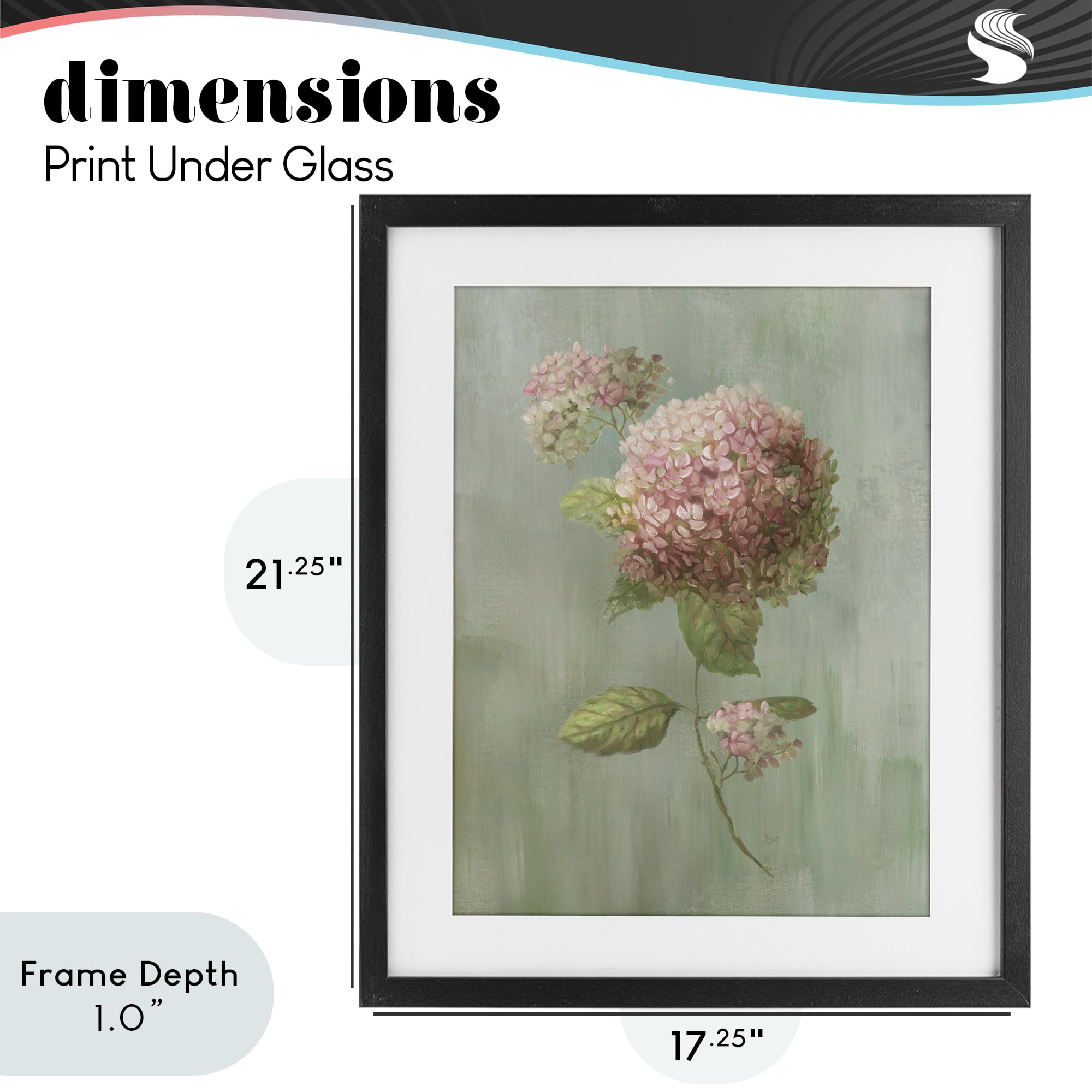 Stupell Industries Single Hydrangea Bushel Black Framed Print Under Glass, design by Nan