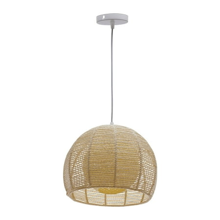 

CNCEST 30*30cm Retro Wicker Rattan Shade Ceiling Light Fixture Farmhouse Hanging Pendant Lamp