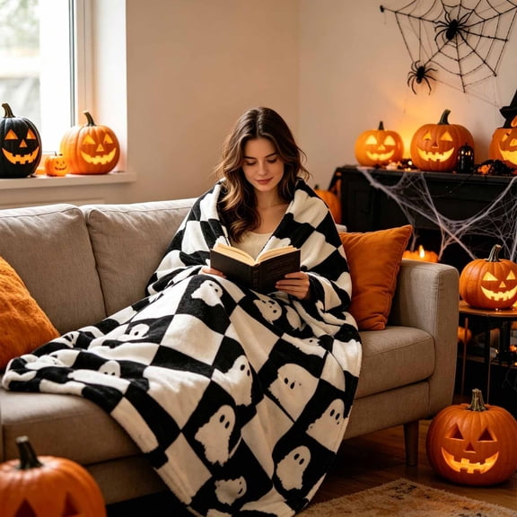 Halloween Decoration Outdoor Under $5.00!Halloween Printed Fleece Blanket Soft Throw Blanket Warm Cozy Decorative Nap Blanket All Season Flannel Blanket For Sofa Couch Bedroom Office And Halloween