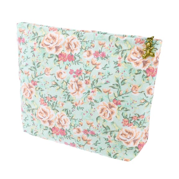 Unique Bargains 1 Pc Women Small Cosmetic Bag for Vacation Outdoor Activities Gym Green Canvas