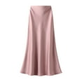 thumbnail image 1 of Falda de satén de cintura alta para mujer - Vestido elegante con cremallera y corte en A - Poliéster - M-XL, 1 of 2