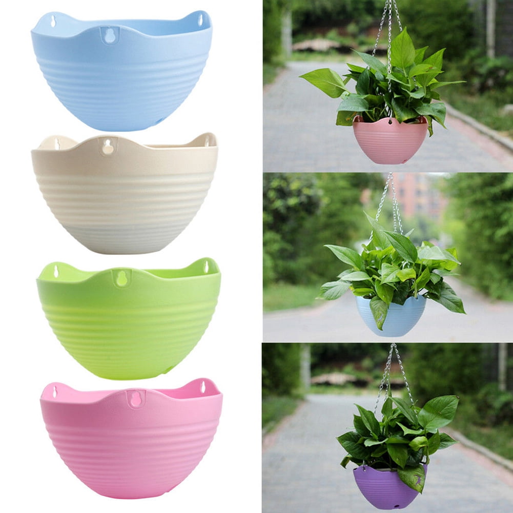 Plastic Hanging Basket Flower Pot Chain Plant Planter Plant Garden Home