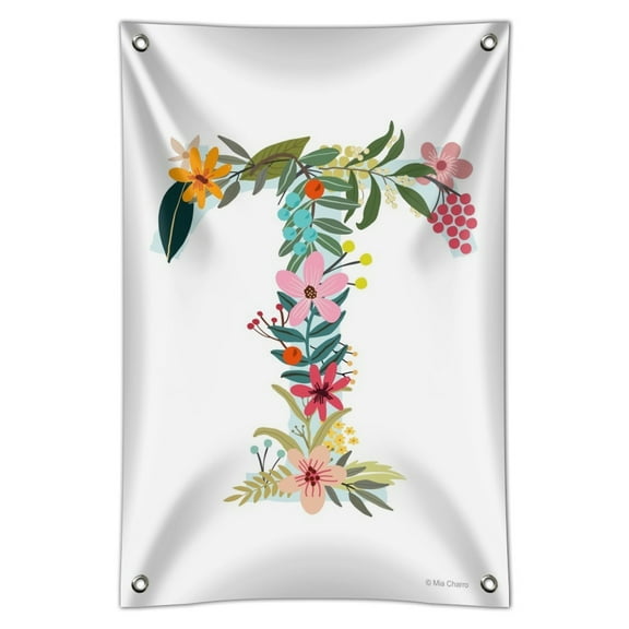 Letter T Floral Monogram Initial Home Business Office Sign